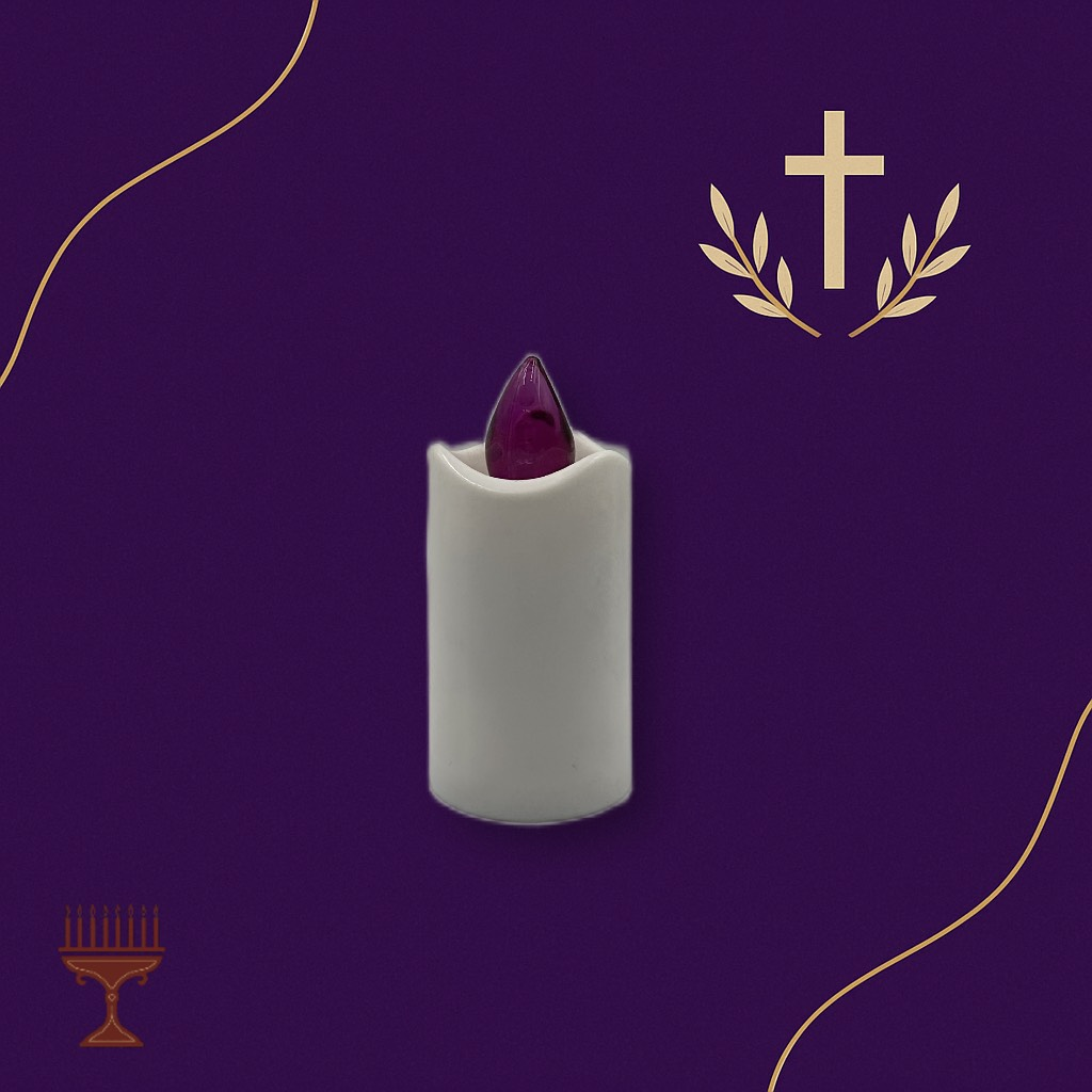 Κερί Μπαταρίας λευκό - Χρωματιστή Φλόγα - μωβ