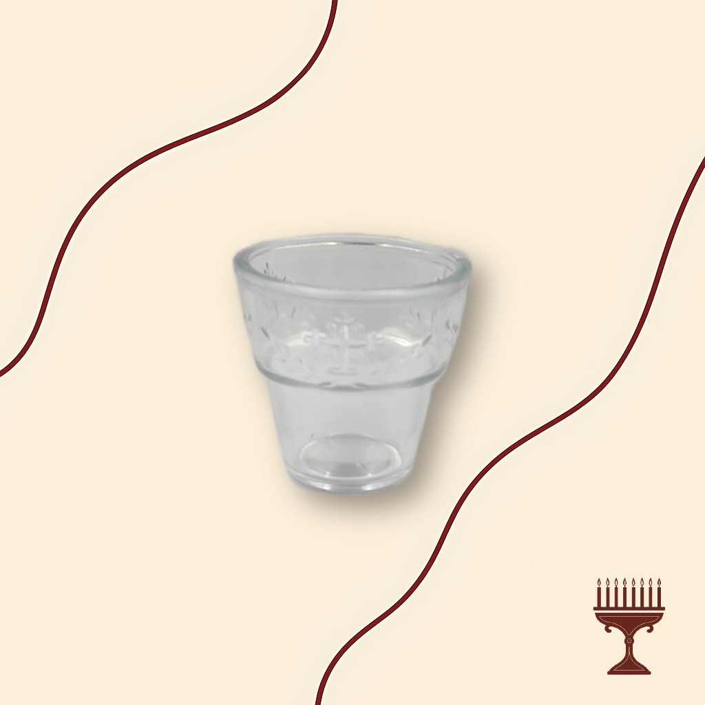 Καντηλόκουπα Τύπου Ποτήρι με Σταυρό – Ψημένη Κούπα 8×8 για Καντήλι - διάφανη