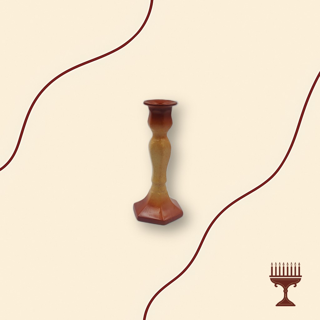 Κηροπήγιο Λαμπάδας Πορσελάνης - Καφέ/Λευκό 8x18