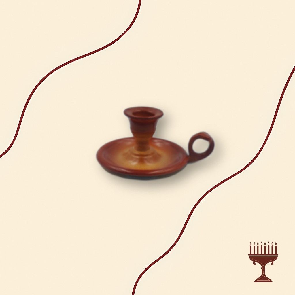 Κηροπήγιο Λαμπάδας Πορσελάνης Καφέ/Λευκό με Πιατάκι και Χερουλάκι 8x8