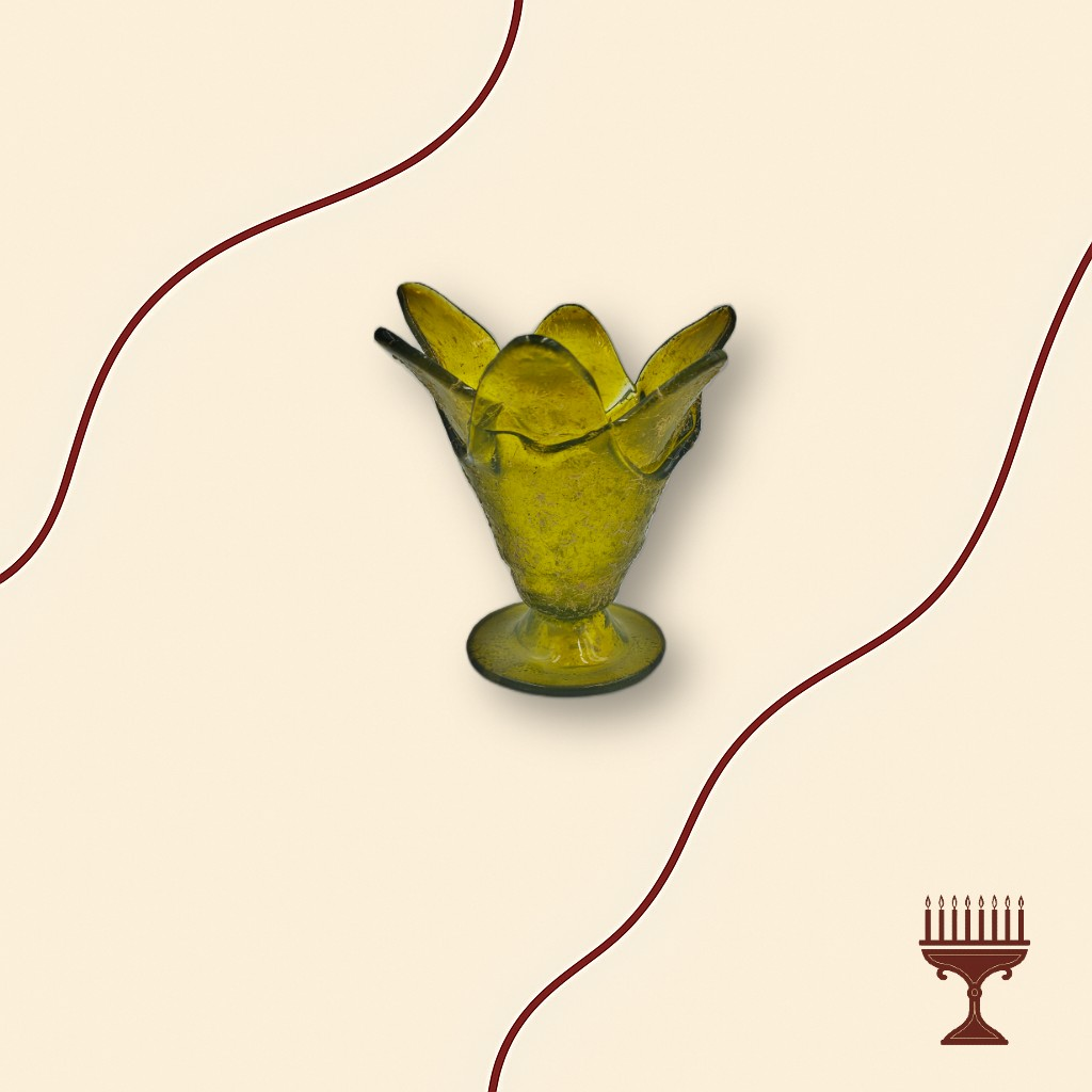 Επιτραπέζιο Καντήλι Τουλίπα από Φυσητό Γυαλί Αραχνοΰφαντο Κίτρινο