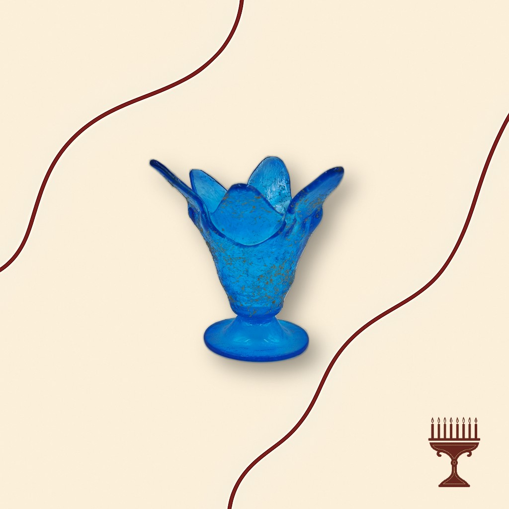 Επιτραπέζιο Καντήλι Τουλίπα από Φυσητό Γυαλί Αραχνοΰφαντο Μπλε