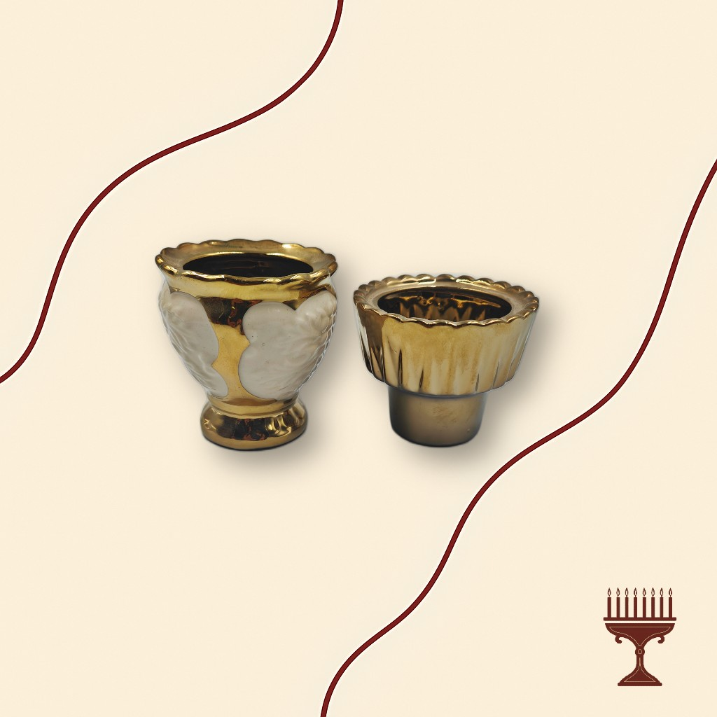 Επιτραπέζιο Καντήλι Βυζαντινού Τύπου Λευκό με Αποσπώμενο Ποτήρι Πορσελάνης