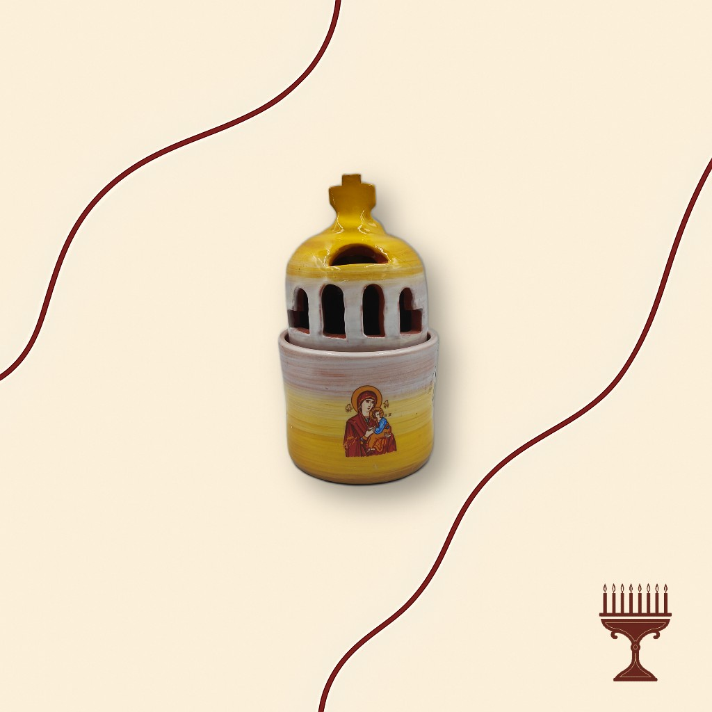 Καντήλα Δίχρωμη Κίτρινο-Εκρού με Βαθιά Βάση