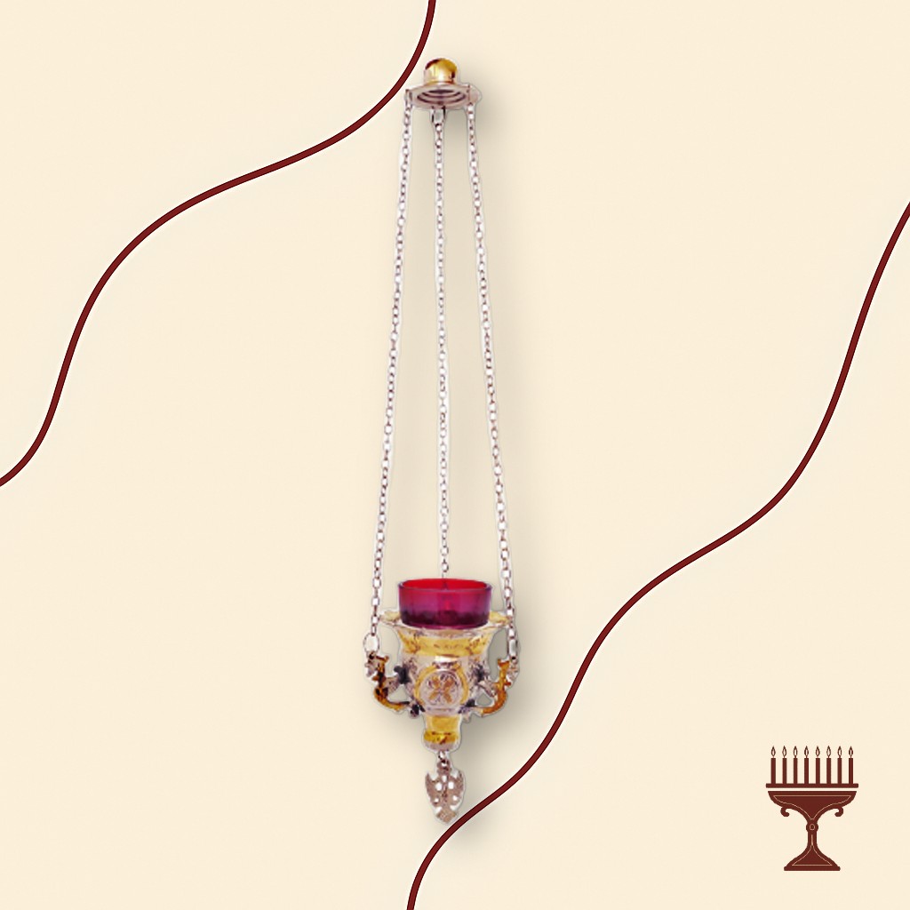 Καντήλι Κρεμαστό Δίχρωμο με Χάραξη 20 cm