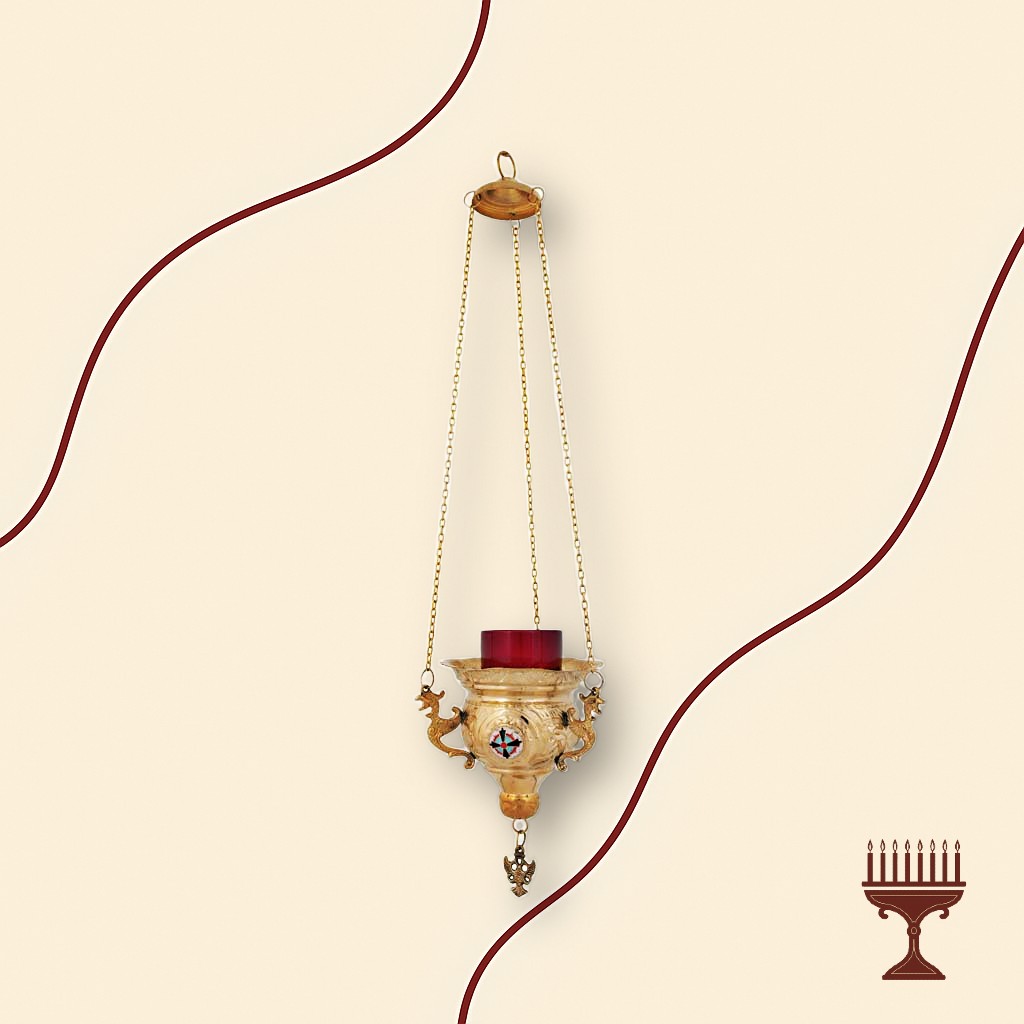 Καντήλι Κρεμαστό Επινικελωμένο με Σμάλτο Βυζαντινό 16 cm