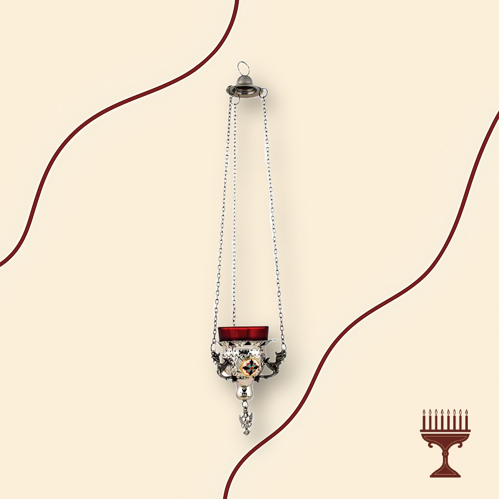 Καντήλι Κρεμαστό Επινικελωμένο με Σμάλτο Βυζαντινό