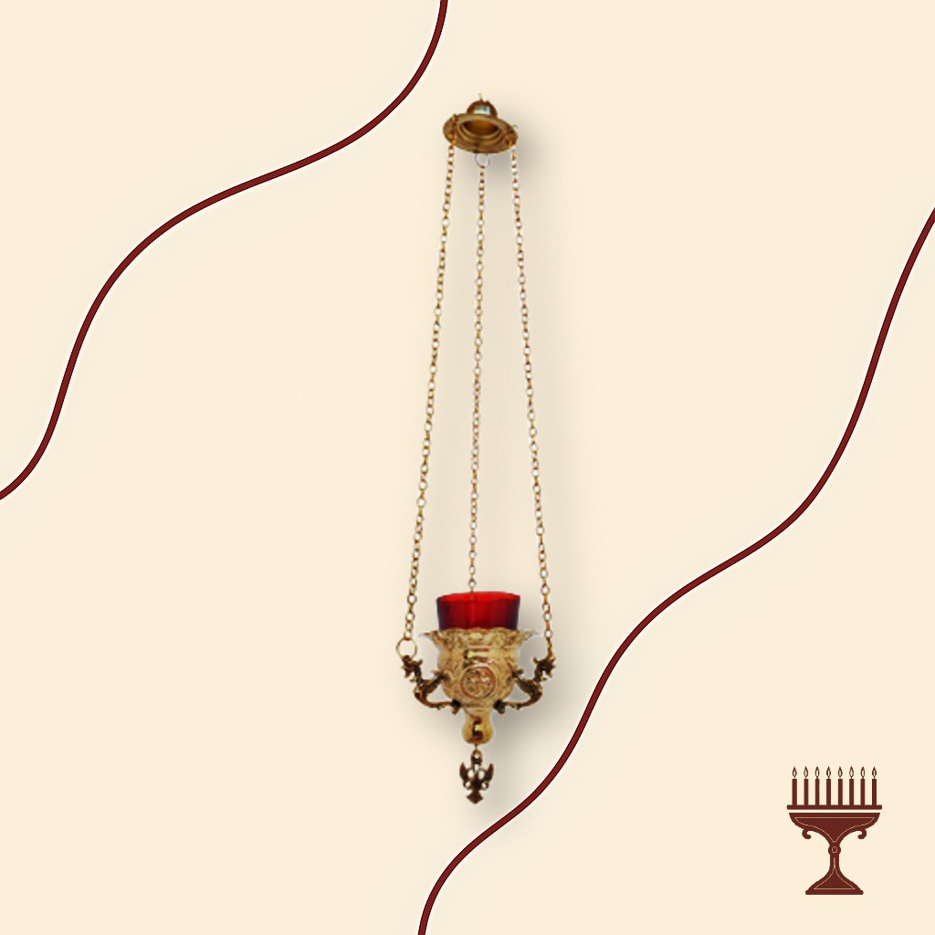 Καντήλι Κρεμαστό Μπρούτζινο Χρυσό Ύψος 10 cm