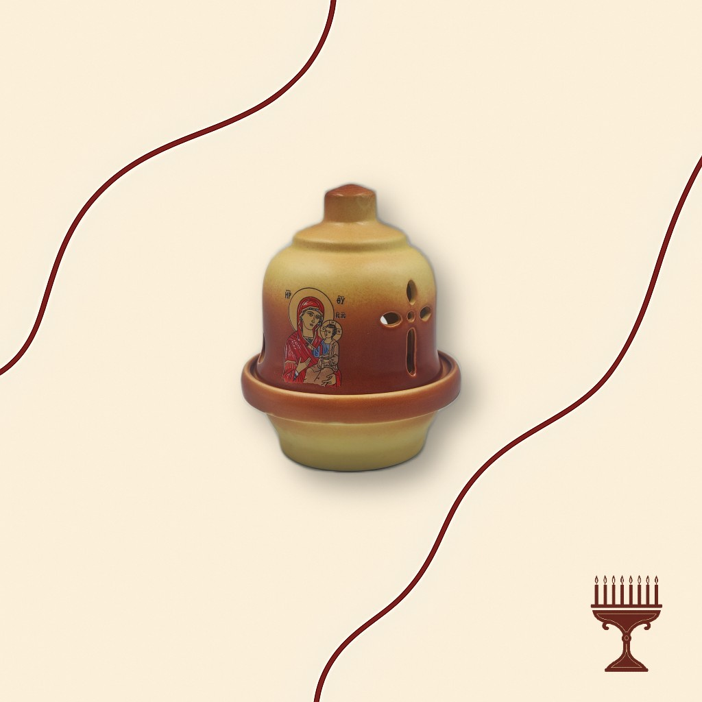 Καντήλι Πυρίμαχο Επιγυαλωμένο με Παναγία