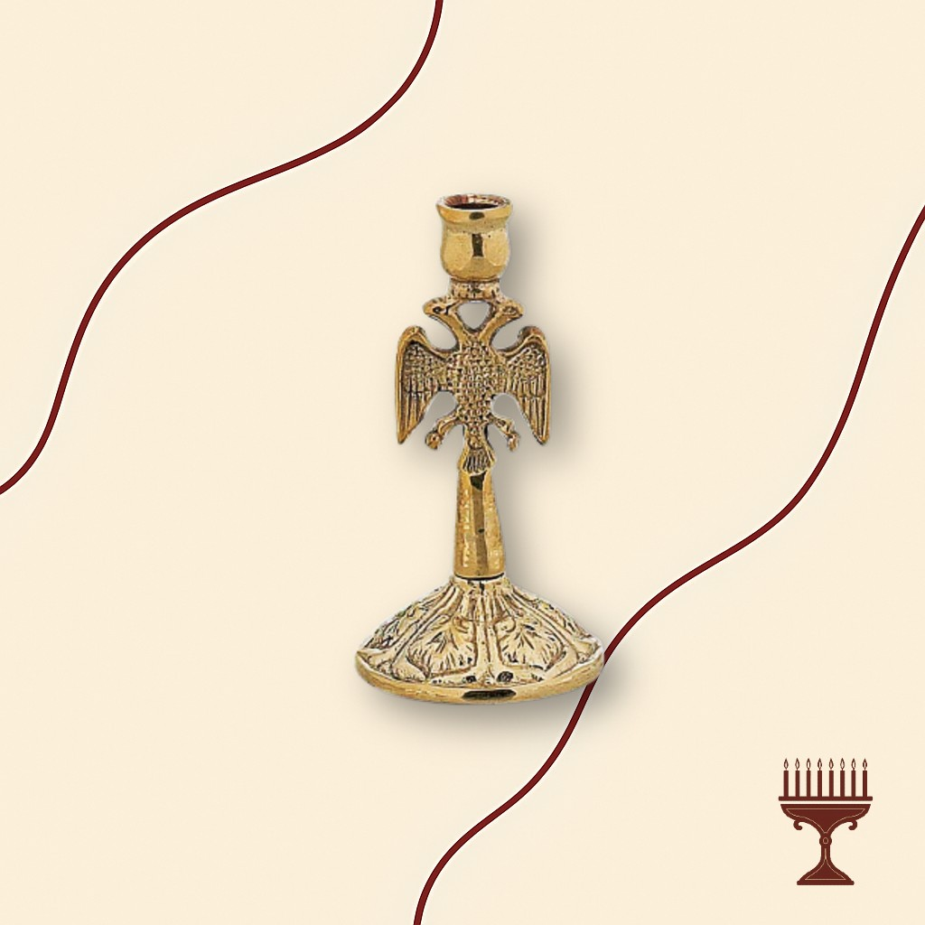 Κηροπήγιο Μονόκερο Μπρούτζινο Χρυσό με Δικέφαλο Αετό – 10 εκ.