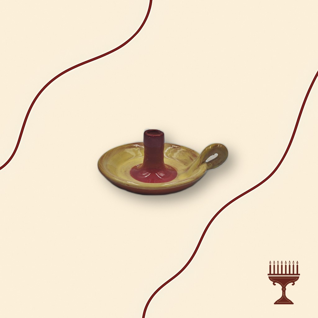 Κηροπήγιο Πορσελάνης Δίχρωμο Κίτρινο-Μπορντό 7 εκ. με Πιάτο