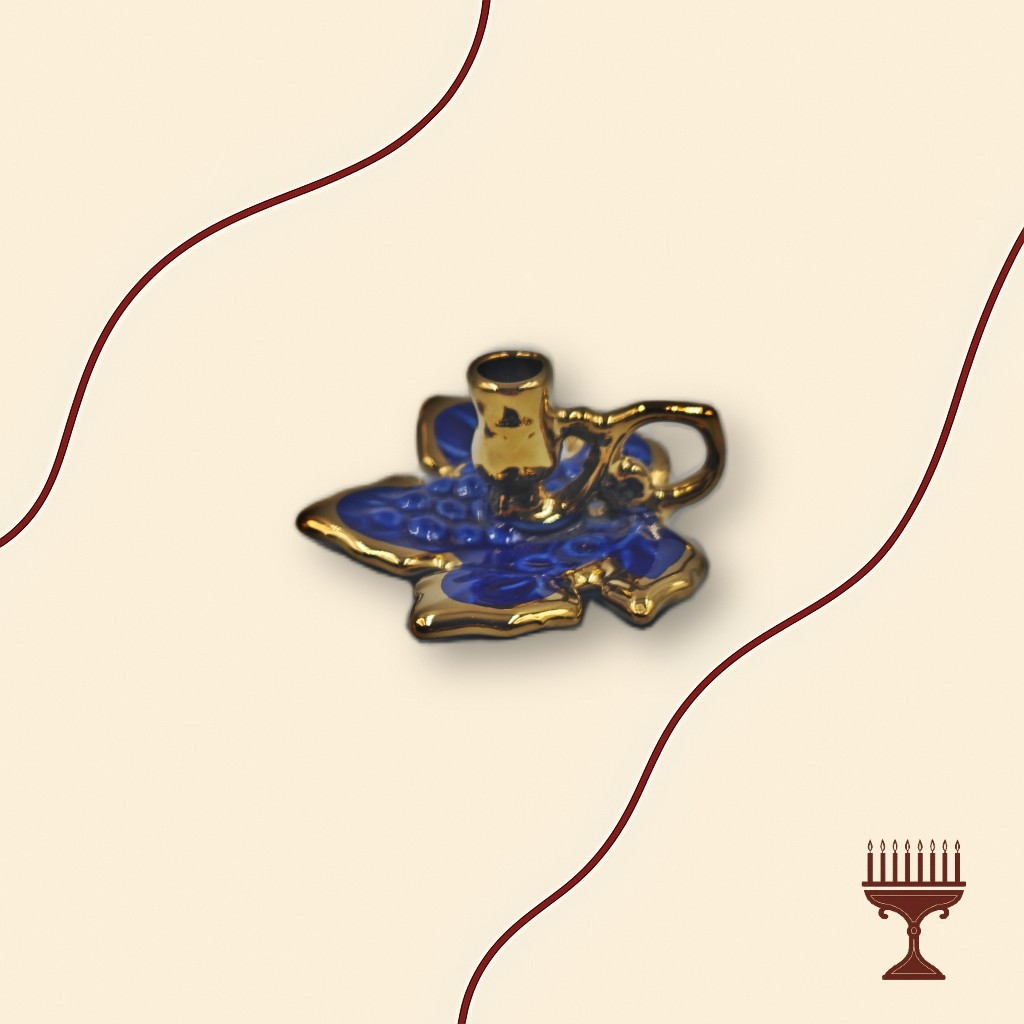 Κηροπήγιο Πορσελάνης με Πιατάκι Άμπελος Μπλε 5 εκ.