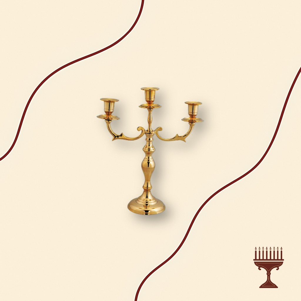 Κηροπήγιο Τρίκερο Μπρούτζινο Λείο – Ύψος 33 εκ.