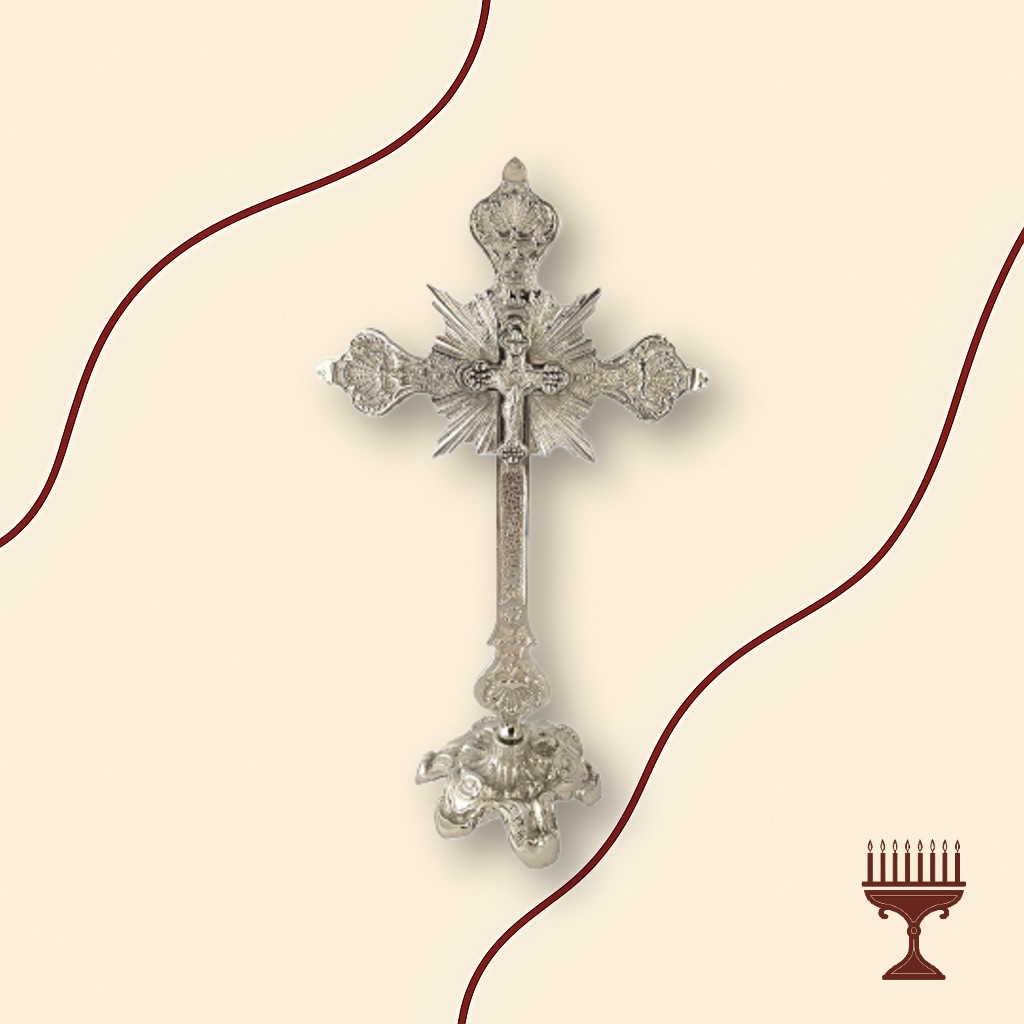 Σταυρός Ευλογίας και Αγιασμού Επινικελωμένος Σκαλιστός 25 cm