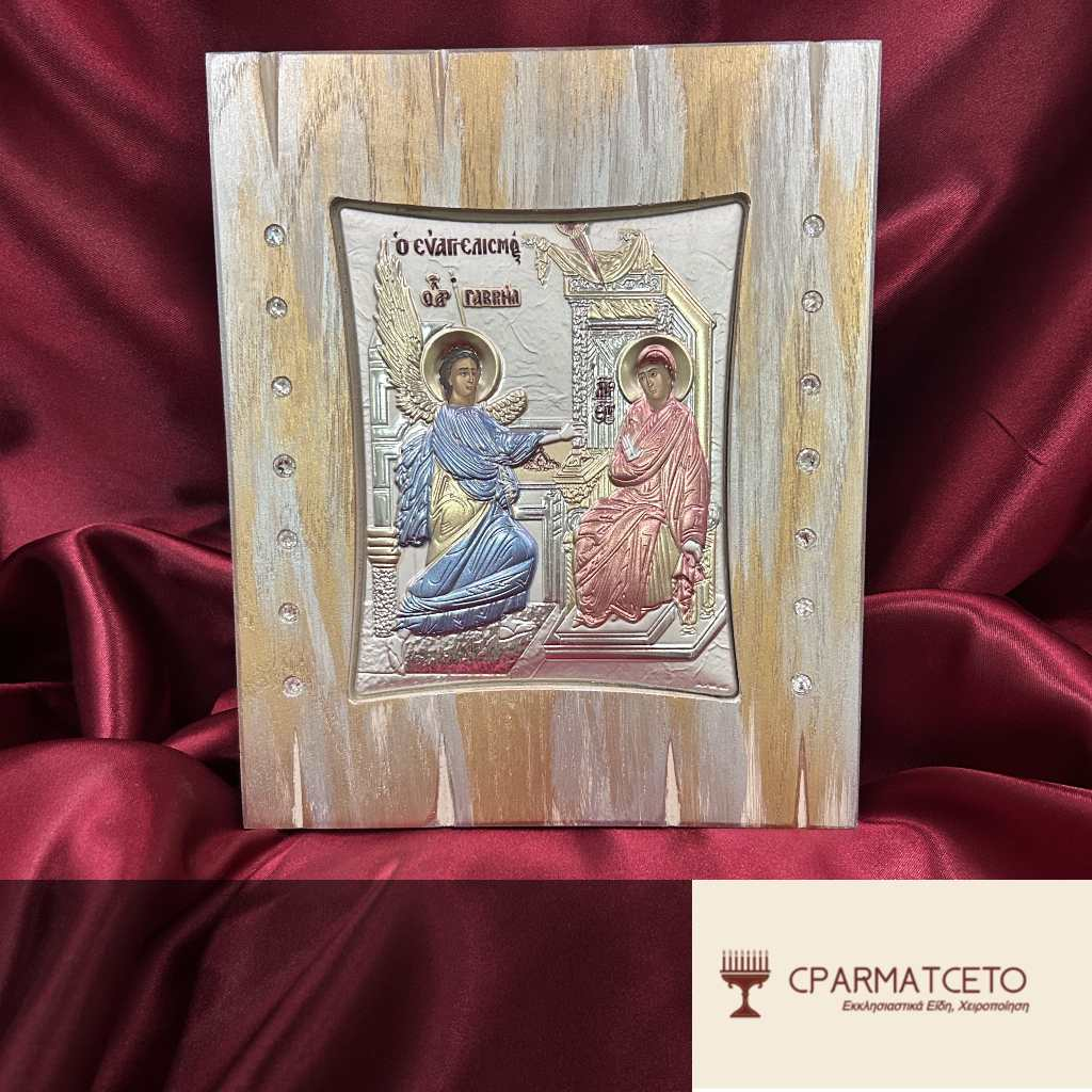 Εικόνα Ευαγγελισμός – Ξύλινη Εικόνα Shabby Chic Χειροποίητη